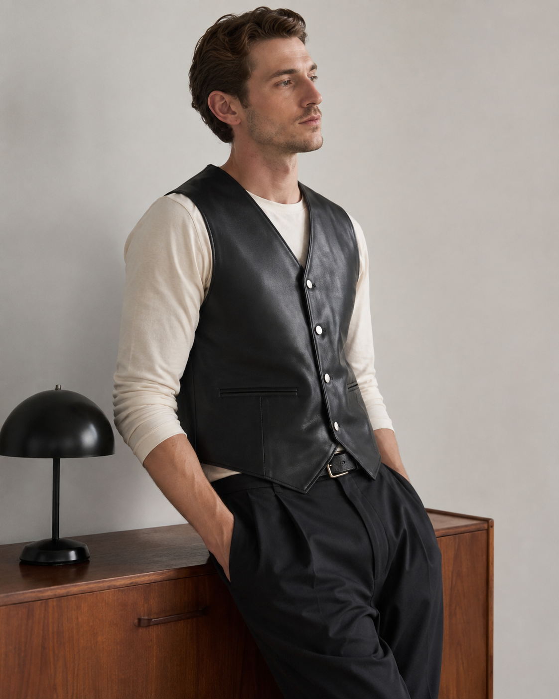 Outpost Distressed Leather Vest - Image 3